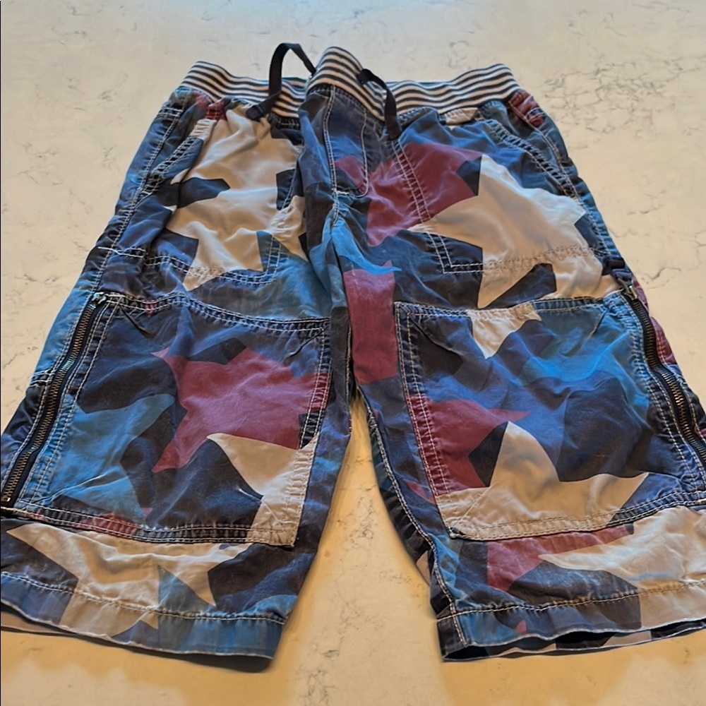 Mini Boden Blue and purple star techno shorts